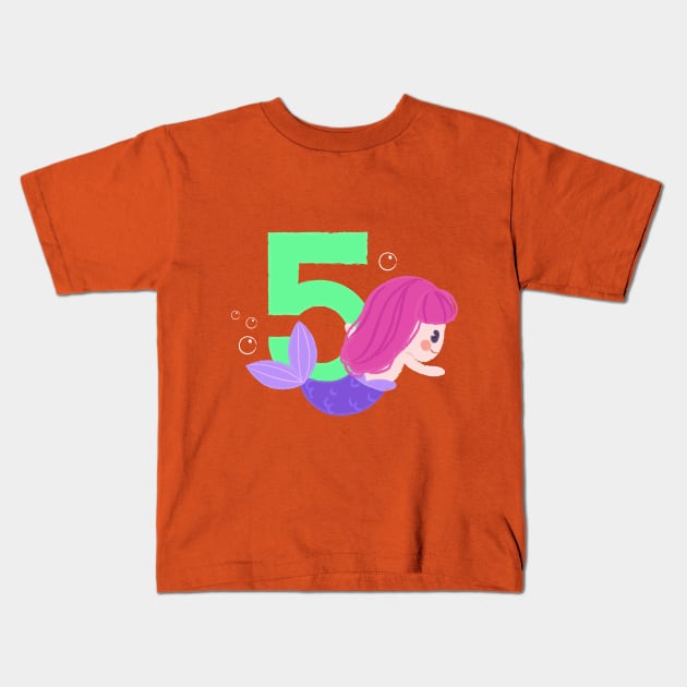 Mermaid Series: Number 5 Kids T-Shirt by TheMioStore